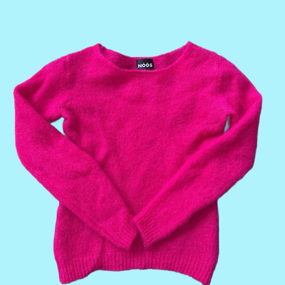 Italian Vintage Fuzzy Mohair Sweater Vibrant Magenta